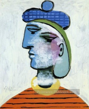  1937 - Marie Thérèse au béret bleu Portrait Femme 1937 cubisme Pablo Picasso